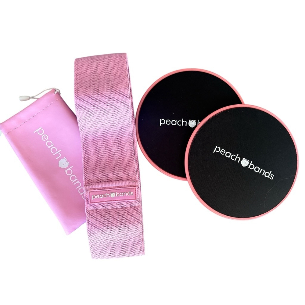 Peach Bands Core Sliders and Hip Resistance Band Exercise Equipment Pink